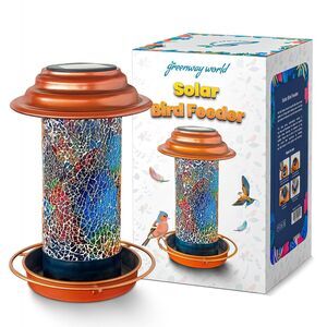 Solar LED Hanging Bird Feeder for Outdoors Easy To Fill Water Resist Rust Free